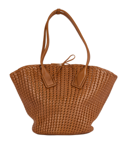 Large Basket Tote, Leather, Brown, MII, 3*